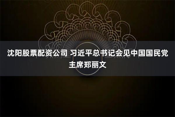沈阳股票配资公司 习近平总书记会见中国国民党主席郑丽文